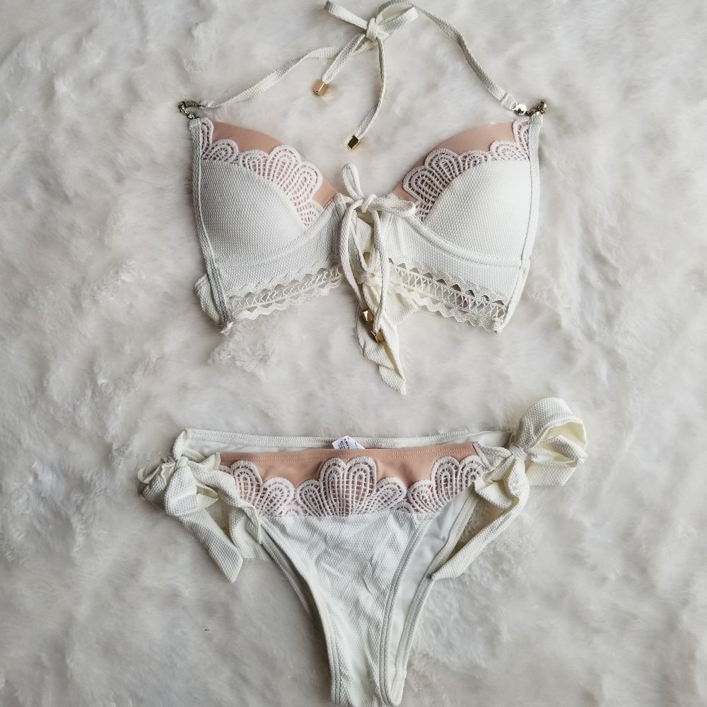 River Island White Lace Two Piece Swimsuit